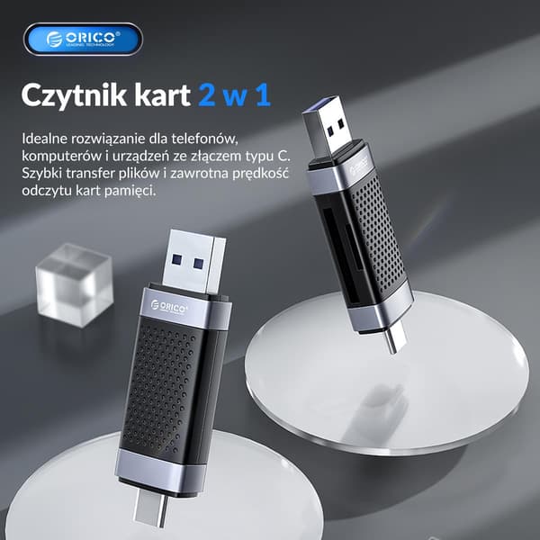 ORICO CD2D-AC2-BK-EP SD/microSD USB-A/USB-C 2.0 minneskortläsare