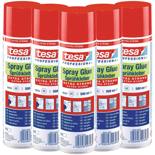 TESA Møbelspraylim til læder, træ, tekstiler 500ml x 5