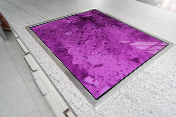 GLASSKYDDSPLÅT FÖR SPIS 70x52 LILA