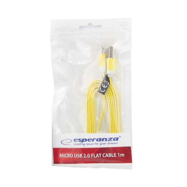 EB182Y ESPERANZA MICRO USB 2.0 AB-KABEL M/M 1,8M FLAD GUL