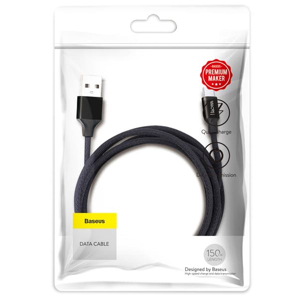 Yiven 1.5m USB-A - MicroUSB-kaapeli - Musta