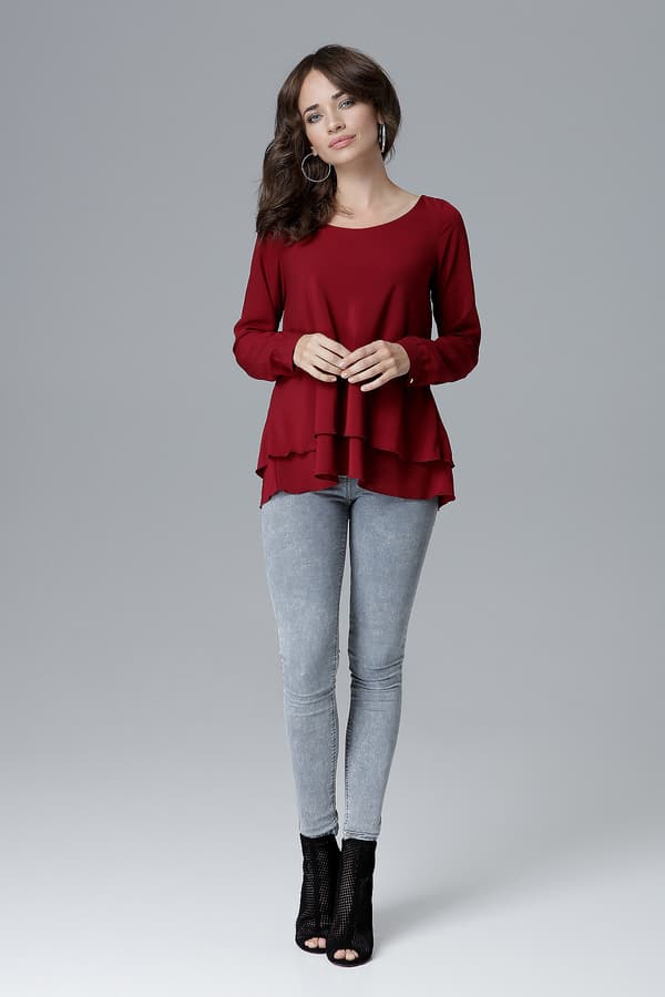 Bluse L020 Bordeauxrød S