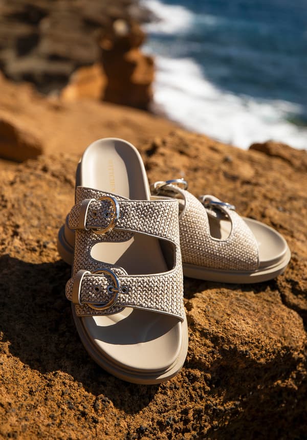 Wittchen Dam beige vävda flip-flops, beige syntetmaterial