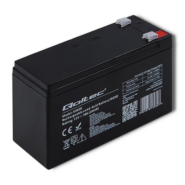 Qoltec 12 V AGM-akku | 7 Ah