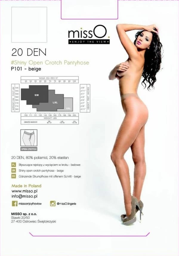 MissO P101 Beige SM Utskurna Strumpbyxor