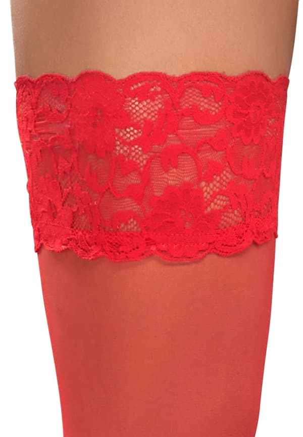 Cottelli LEGWEAR Röda Klassiska Strumpor med Vacker Spets 3