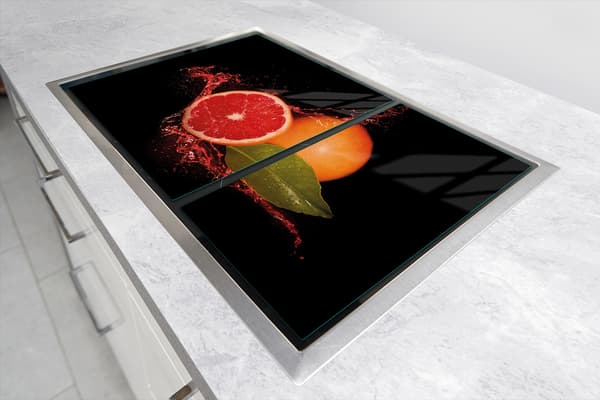 GLASBESKYTTELSESPLADE TIL KOMFUR 75x52 GRAPEFRUGT
