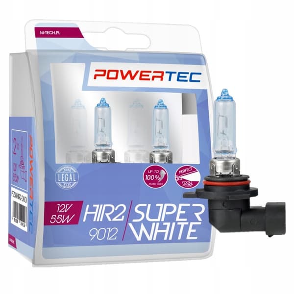 Powertec HIR2 9012 glödlampor super vit 12V 55W duopaket