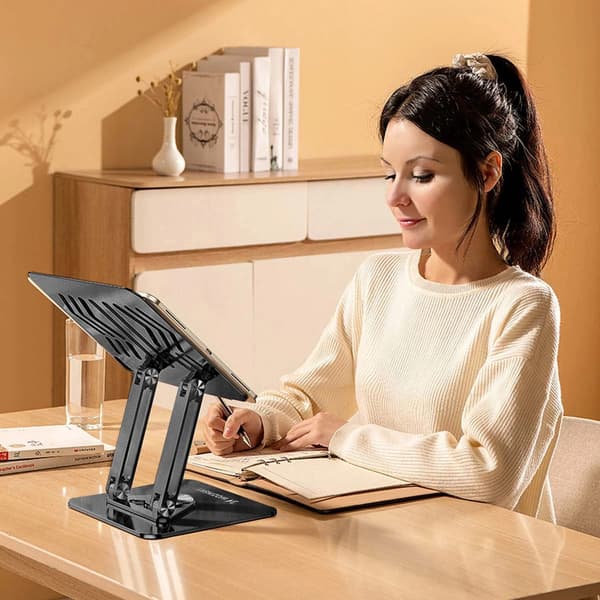 SÆT: 360° aluminium laptop-stativ + smartphone-stativ - sort