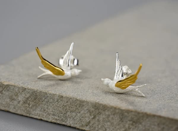 Pendientes de Plata Golondrinas Pendientes Plata 925