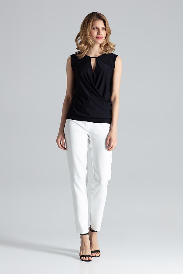Elegant ärmlös blus kuvertblus ecru storlek S