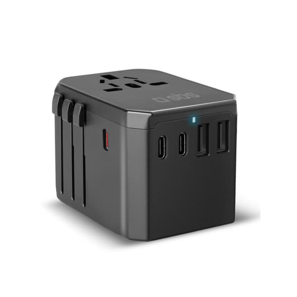 Rejseadapter EU UK US AUS USB-C USB-A GaN 70W - Sort