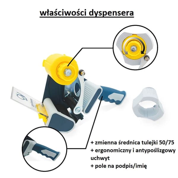 Tyst dispenser för packtejper 50/75 mm i diameter före