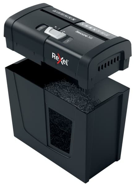 Rexel Secure X6 makulator, P4, 6 ark, 10 l beholder