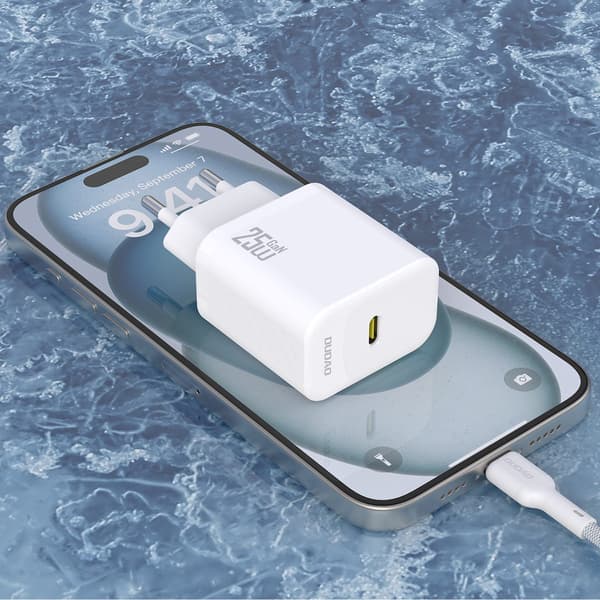 USB-C vægoplader med USB-C GaN PD 25W kabel - Hvid