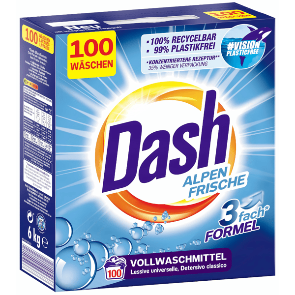 Dash 2-i-1 universal vaskepulver til tekstiler 100 vaske 6 kg