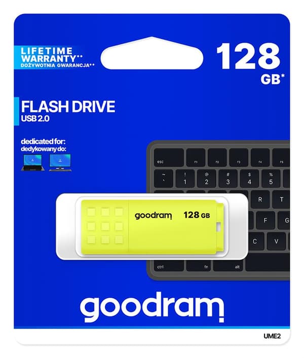 GOODRAM UME2 USB-nøgle 128 GB USB 2.0 Gul