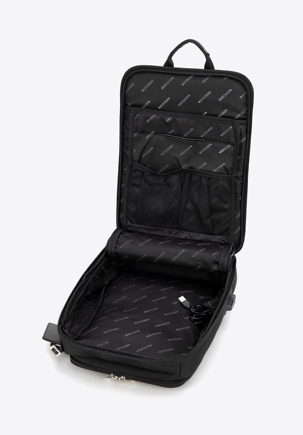 Wittchen multifunktionel flyvemaskinerygsæk med USB-port til mænd, sort polyester