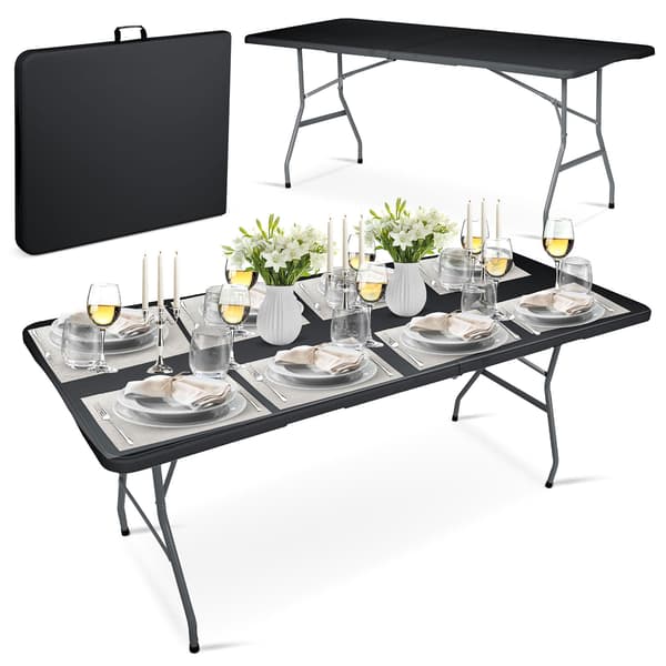 Sammenklappeligt havebord 180 cm Plonos sort