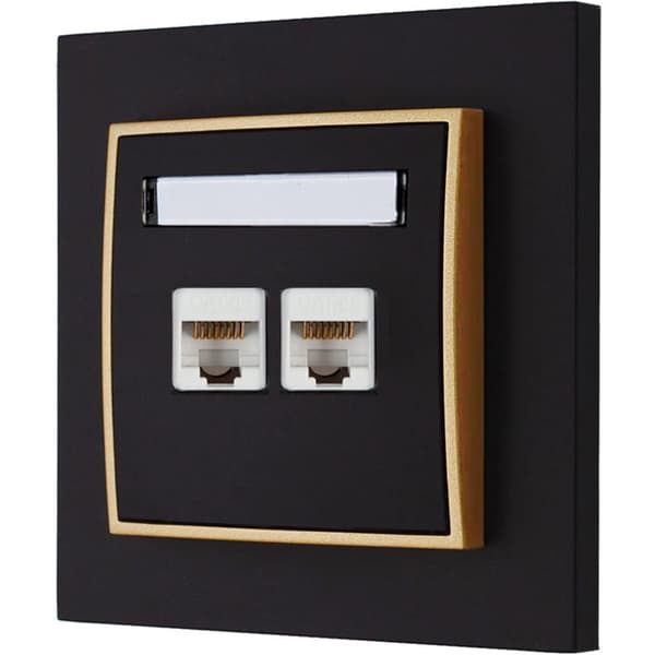 2x internetstik med ramme Karlik mini, mat sort/guld