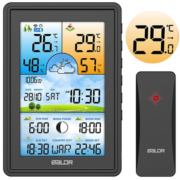 Vejrstation med display BD-906 sort