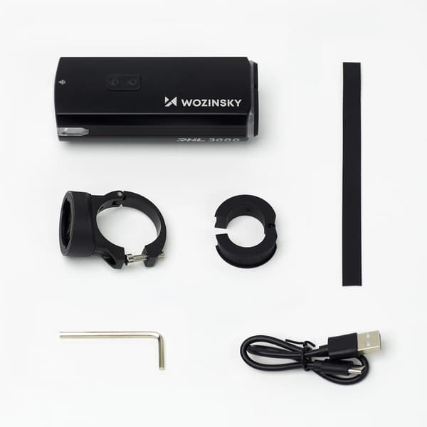 Främre cykelljus med USB-C-kabel 3000 lm - svart