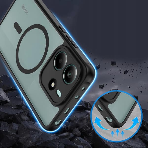 Magsafe skal sort mat til Xiaomi Redmi Note 14 4G og 2x glas