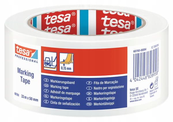 Tesa varningsband vit 33m x 50mm