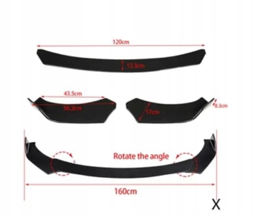 Diffusor spoiler splitter frontstötfångare tillägg universell 3 delar