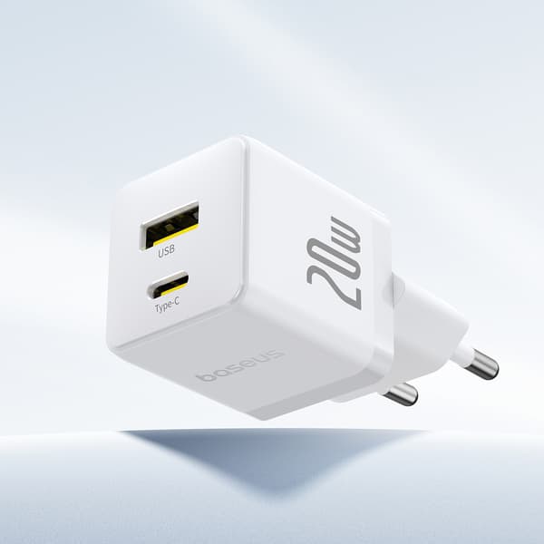 Palm 20W USB-C USB-A Vægoplader - Hvid
