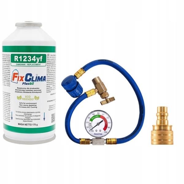 R1234YF AIRCONDITION PÅFYLDNINGSSÆT + ADAPTER