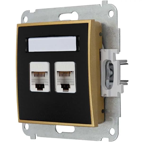 Internetstik 2x uden ramme Karlik mini farve mat sort/guld