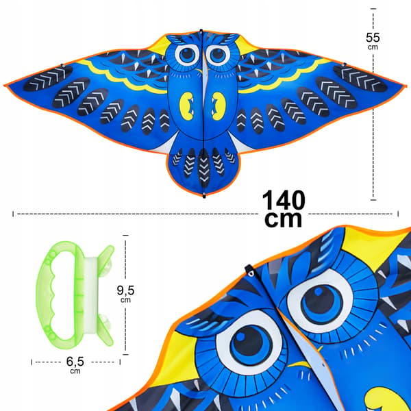 KITE BIRD gigantisk blå uggla himmelseventyr 140 cm
