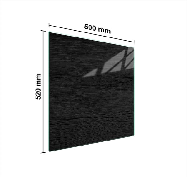GLASBESKYTTELSESPLADE TIL KOMFUR 50x52 SORT