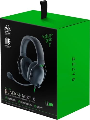 Razer BlackShark V2 X Kablet Gaming Headset, Sort/Grøn