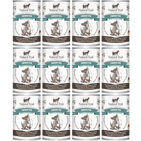 Våtfoder för hundar NATURAL TRAIL Hund Insekter burk 12x350g
