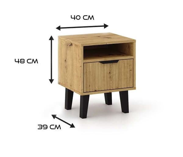 Scandi 1S SLIM ARTISAN OAK sengebord