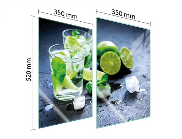 GLASBESKYTTELSESPLADE TIL KØKKEN 2x35x52 LIME