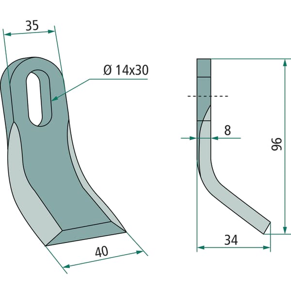 Slagkniv 96x40x8 mm kuhn A5411234 granit