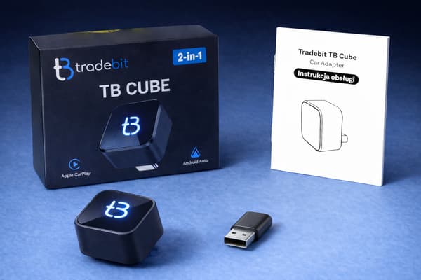 Tradebit TB CUBE USB-C Trådlös Adapter CarPlay / Android Auto Svart