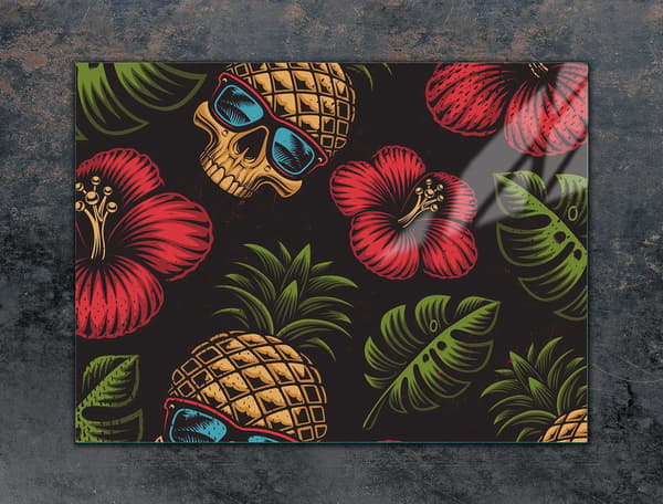 GLASBESKYTTELSESPLADE TIL KOMFUR 70x52 ANANAS