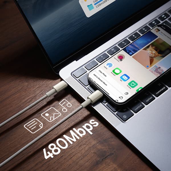 Tungsten Gold USB-C 100W 2m-kabel - Guld