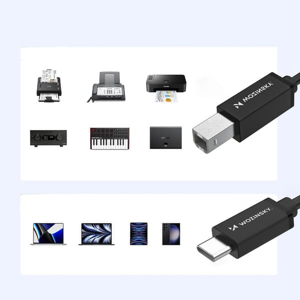 Tulostin-skannerikaapeli USB-B - USB-C 2m - musta