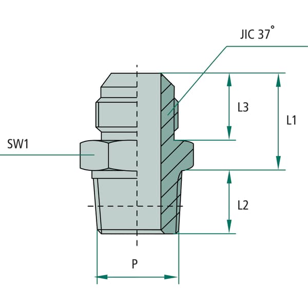 Suora hydrauliikkaliitin 7/16"JIC 1/8"NPT 350bar