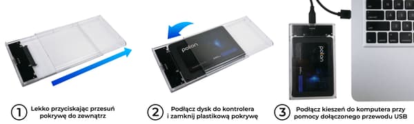 2,5" SATA USB 3.2 HDD/SSD-bås USB-C -> USB-A | gennemsigtig