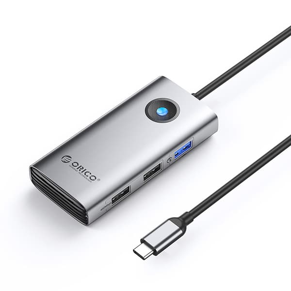 Hub PW11-5P USB-C til USB-A USB-C PD HDMI Splitter - Grå