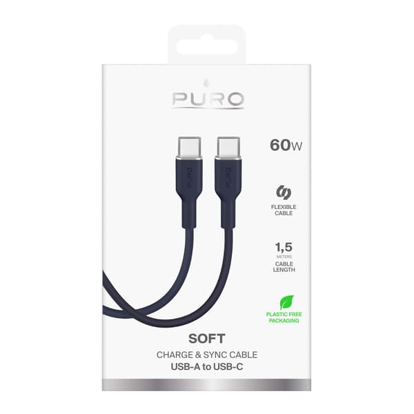 ICON USB-C 60W 1,5m flexibel kabel - marinblå