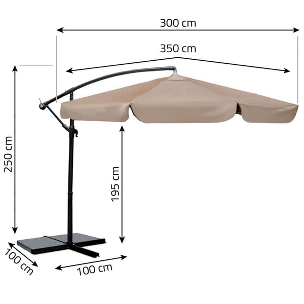 Hopfällbart trädgårdsparasoll, 8 segment, 350 cm, med lock, Plonos PL-881