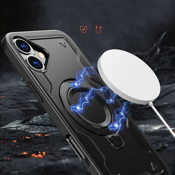 iPhone 16 Hybrid Armor Trendy MagSafe-etui - Sort