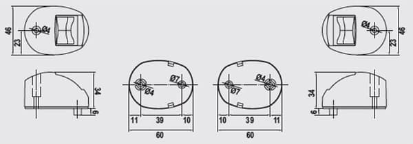112,5° LED-navigationslampe til siden - sort sæt